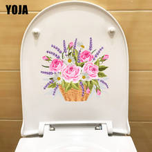 YOJA 23.5×21.9CM Rose Flower Basket Bedroom Decor Wall Stickers Fashion Toilet WC Accessories T1-3056 2024 - buy cheap