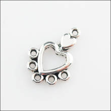 Conectores de dijes de corazón diminuto, Color plata tibetana, 40 piezas, 13x19mm 2024 - compra barato