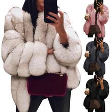 Inverno cor sólida engrossar casaco de pele do falso feminino solto quente manga longa jaqueta 2024 - compre barato