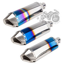 Motorcycle modified large hexagon exhaust pipe half blue all stainless steel large displacement TMAX530 XMAX300 ZX6R R25 2024 - buy cheap