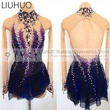 LIUHUO-vestido de patinaje para mujeres y niñas, vestido de LICRA púrpura con diamantes, patinaje sobre hielo, salón de baile, patinaje, Ballet 2024 - compra barato