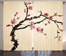 Cortinas japonesas, pintura tradicional china de árbol de figura con detalles, efectos de pincelada, Impresión de ventana para sala de estar y dormitorio 2024 - compra barato