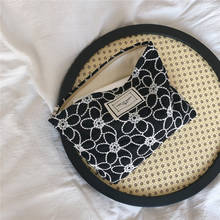 Bolso de algodón con bordado Vintage para mujer, bolsa de viaje para cosméticos, almacenamiento de belleza, elegante, bolso de mano 2024 - compra barato