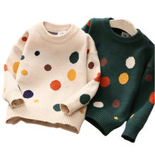 Tops de punto para bebé, ropa para niño de 2, 3, 4, 6-10 años, suéter con estampado de puntos para niña, otoño e invierno, novedad de 2021 2024 - compra barato