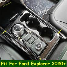 Preto/prata controle médio caixa de mudança engrenagem quadro capa guarnição apto para ford explorer 2020 2021 acessórios interior kit reequipamento 2024 - compre barato