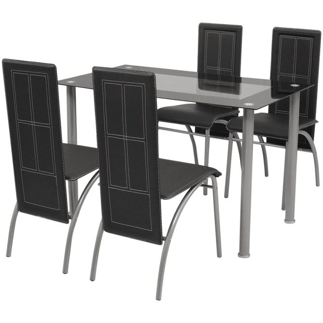 Dinner Together Black Tempered Glass Dining Table And Chair Combination Modern Fashion Simple Style 5 Piece Table Set Western Buy Inexpensively In The Online Store With Delivery Price Comparison Specifications Photos