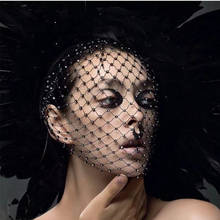 Обруч для волос Женский, сетчатый, черного цвета, с кристаллами 2024 - купить недорого