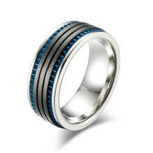 Хит продаж, простое кольцо из титановой стали, черное космическое кольцо с синим зубом, мужское модное кольцо, ювелирное изделие 2024 - купить недорого
