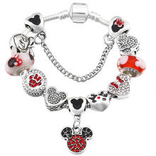 Attritto-pulseras de plata de Mickey y Minnie para mujer, joyería de cristal hecha a mano, pulsera de la amistad, SBR190380 2024 - compra barato