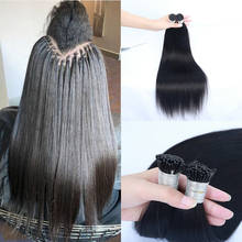 Brazilian Straight Human Hair I Tip Microlinks Extensions For Women 1/2/3 Bundles Hair Bulk Virgin Hair Natural Black Color 2024 - buy cheap