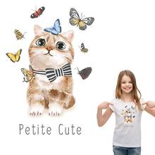 Lindo gato Diy accesorios parche vinilo apliques Diy Tops Transferencia de Calor moda apliques en ropa mariposa de dibujos animados 2024 - compra barato