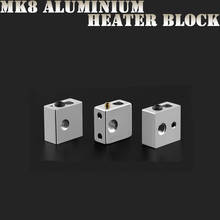 Reprap Makerbot MK7 MK8 Aluminium Heater Block For Print Head Hot End Heating Block 20*20*10 20x20x10 mm For 3D Printer 2024 - buy cheap