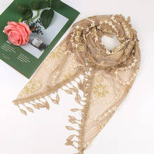 2019 New Triangle Lace Floral Hijab Scarf Tassels Polyester Shawls Muslim Fringed Shawls Wraps Fashion Headband Scarves 150*50Cm 2024 - buy cheap