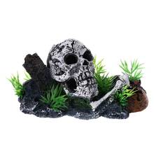 Esqueleto de calavera pirata para acuario, ornamento de cueva escondite, decoración de pecera, novedad 2024 - compra barato