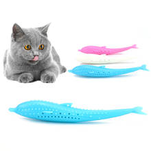 Зубная щетка для кошек в форме рыбы, со вкусом кошачьей мяты, силиконовая молярная палочка, игрушка для чистки зубов для кошек, котят, интерактивные жевательные игрушки 2024 - купить недорого