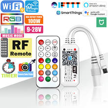Controle sem fio 100w 12v 24v led rgb, mini controle mágico wifi inteligente para casa e fita de luz acessórios