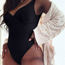 Sexy 2019 Women Swimwear Ribbed Underwired One Piece Swimsuit Female Bather Bathing Suit Swim Lady Bodysuit K1607 2024 - buy cheap