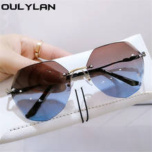 Oulylan óculos de sol sem aro de gatinho, masculino luxuoso metal gradiente uv400 2024 - compre barato