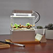 Mini Plastic Fish Tank Portable Desktop Aquarium Fish Bowl with Water Filtration LED & Quiet Air Pump for Decor 2024 - buy cheap