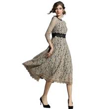 2021 Elegant Vintage Long Robe Lace Dress Women Plus Szie 5xl Crochet Hollow Out Lace Dress Sexy Club Evening Party Dresses 2024 - buy cheap