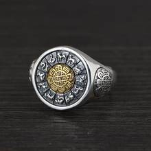 Vintage 925 Sterling Silver Jewelry Exaggerated Large Mens Rings Rotatable Jiugong Bagua Twelve Chinese Zodiac Signs 2024 - buy cheap