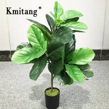 Árvore artificial grande de plástico com 3 garfos, 65cm, plantas tropicais falsas, folhagens banyan, decoração para escritório, casa, casamento 2024 - compre barato