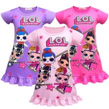 L.O.L. SURPRISE! Baby Girls Summer Nightgowns Dress Children Cute Cartoon Lol Dolls Ruched Dresses Kids Summer Home Wear Clothes 2024 - buy cheap