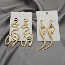 Pendientes de moda simples para mujer, aretes grandes, Pendientes colgantes de serpiente de Color dorado, novedad 2024 - compra barato