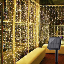 Thrisdar 300LED Solar Curtain String Lights Christmas Outdoor Twinkle Star Fairy Lights For Wedding Party Garden Patio Xmas 2024 - buy cheap