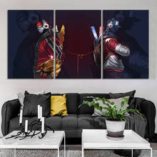 Póster de Tela con estampado de LOL para decoración de sala de estar, imagen artística de Zed & Shen, Juego de Liga de Leyendas, calidad HD, 3 uds. 2024 - compra barato