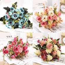 1pcs Artificial Flowers Retro Silk Rose Bouquet Hydrangea Peony Bride Holding Fake Flower Home Wedding Decoration Accessories 2024 - buy cheap