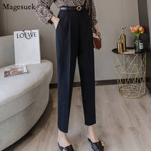 Autumn High Waist Pants Women Straight Slim Ankle-length Women Pencil Pants With Belt Solid Women Trousers Mujer Pantalones 8780 2024 - buy cheap