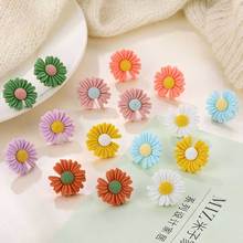 IFMIA-pendientes de estilo coreano para mujer, aretes pequeños con forma de Margarita y flor, joyería, regalo para chica 2024 - compra barato