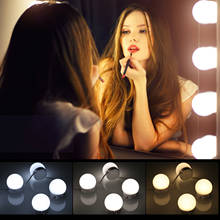 3 вида цветов светодиодов косметическое зеркало светильник s комплект с 10 Светильник лампы с регулируемой яркостью 10 Яркость стандарт USB Зеркало строка светильник для макияжа туалетный 2024 - купить недорого