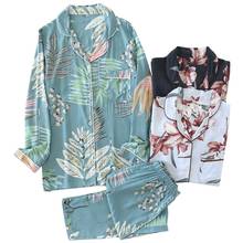 Cotton Pajama Set Women's Spring Summer Thin Cool Mosquito-Proof Long Sleeve+Pants 2Pcs Rayon Household Clothes 2024 - buy cheap