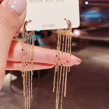 New Arrival Fashion Gold Metal Long Tassel Drop Earrings Korean Long Chain Dangle Women Wedding earrings Fashion Jewelry Gifts 2024 - buy cheap