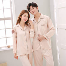 Solid Color Sleepwear Couple Pajamas Pijamas Men Satin Pyjama Man Home Wear Silk Pyjama Set Home Suit M,L,XL,XXL,3XL 2024 - buy cheap
