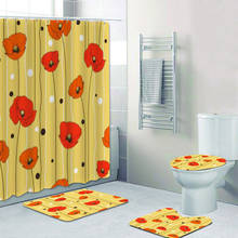 Shabby Chic Yellow Poppy Poppies Shower Curtain Bathroom Curtain 3D Red Poppy Floral Bath Rug Mat for Toilet Flowers Home Decor 2024 - buy cheap