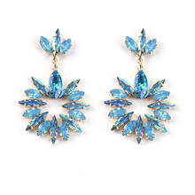 2020 Fashion Full Glass Crystal Flowers Earrings Women Wedding Bridal Drop Earrings Indian Vintage Statement ZA Earrings Jewelry 2024 - buy cheap