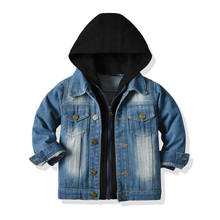 Jaqueta jeans com capuz, casaco de zíper para meninos 1-10 anos roupa de exterior 2024 - compre barato