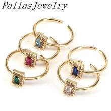 10 шт. новые модные золотые кольца с кристаллами и фианитами, прямоугольные открытые манжеты, мини-кольца для женщин, модная вечеринка для девочек 2024 - купить недорого