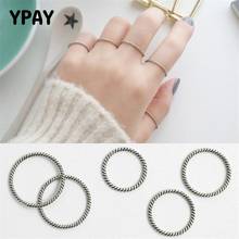 YPAY 100% Real 925 Sterling Silver Finger Rings for Ladies Girls Simple Personality Twist Korean Trendy Joint Tail Ring YMR537 2024 - buy cheap
