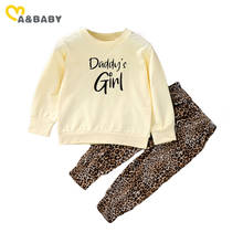 Conjunto para crianças 1-6 anos ma & bebê meninas outono roupas casuais moletom de manga comprida com letras blusa e calça leopardo roupas para crianças 2024 - compre barato