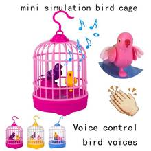 Mini gaiola de brinquedo para pássaros, brinquedo interativo de indução com controle de som criativo e controle de cinto para presente de crianças 2024 - compre barato