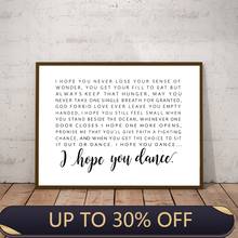 I Hope You Dance Lyrics Poster Canvas Painting Wall Picture Black And White Song Lyrics Art Canvas Prints Child's Room Art Decor 2024 - buy cheap