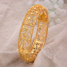 Annayoyo 1 pçs/lote 24k etíope pulseira de ouro para mulheres casamento da noiva pulseiras cor do ouro jóias médio oriente presentes da noiva africana 2024 - compre barato
