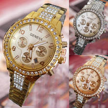 Relógio feminino ouro diamante à prova d'água, relógio de pulso feminino pequeno mostrador sem trabalho a3741 2024 - compre barato