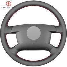 LQTENLEO Black Genuine Leather Steering Wheel Cover For Volkswagen VW Caddy 2003-2006 Caravelle 2003-2009 Transporter T5 2006 2024 - buy cheap