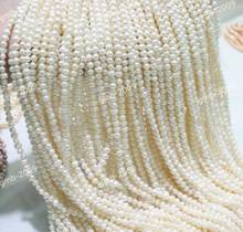 Jewelry Pearl Necklace Genuine Natural 3-4mm White Freshwater Pearl Roundle Nugget loose Beads 14" Free Shipping 2024 - buy cheap