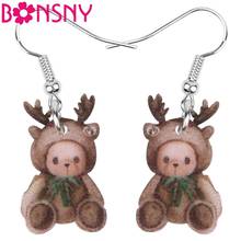 Bonsny Acrylic Antlers Bear Earrings Drop Dangle Festival Decoration Jewelry For Women Girl Teen Kid Charms Party Gift Accessory 2024 - buy cheap